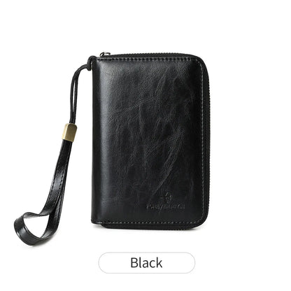 RFID Blocking Passport Wallet – PU Leather Zipper Travel Card Holder with ID Window