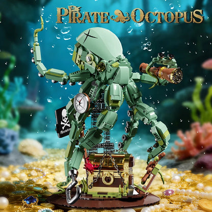 Pirate Octopus Sea Monster Building Blocks – Adventure Treasure Hunt Set