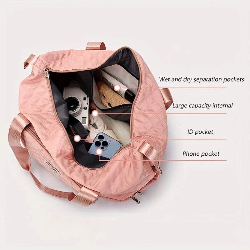 Large Capacity Gym Duffel Bag – Lightweight Argyle Weekend Travel Bag for Women