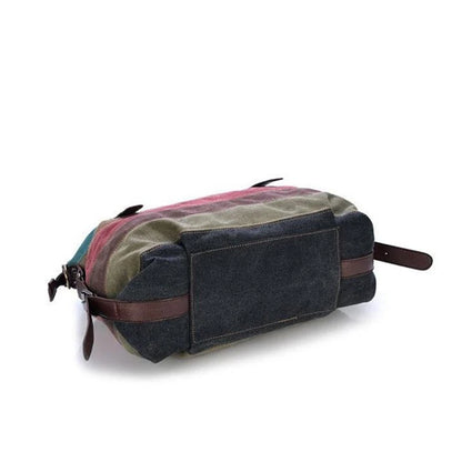 Rainbow Striped Canvas Shoulder Bag – Women's Patchwork Crossbody Tote