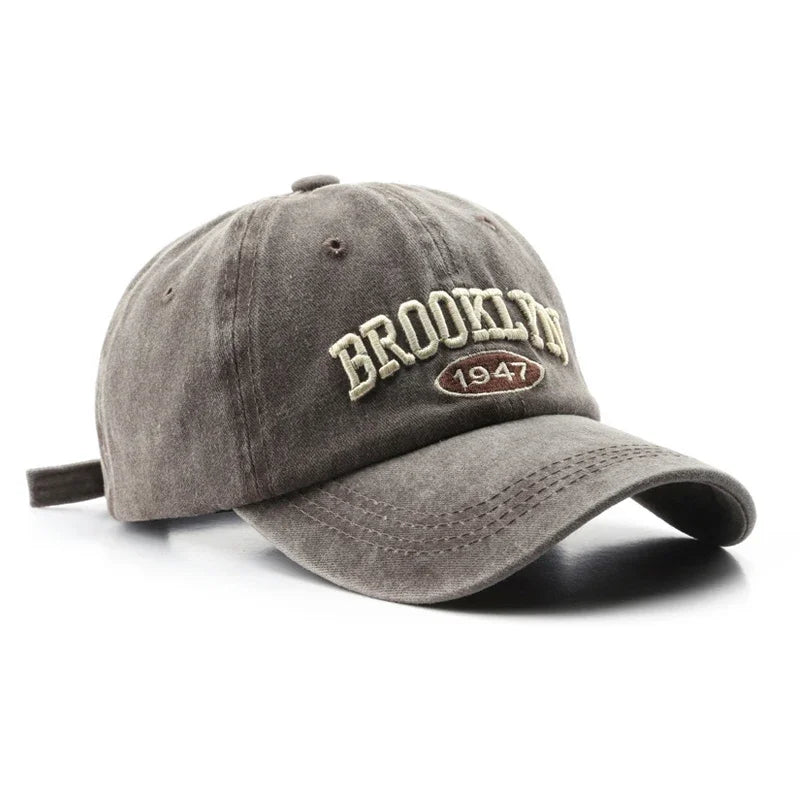 Retro Embroidered Baseball Cap – Washed Cotton Snapback Hat
