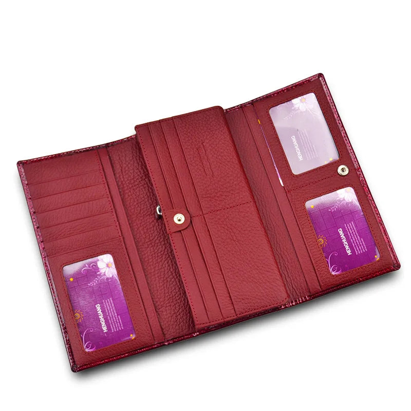 Alligator Pattern Genuine Leather Long Wallet for Women