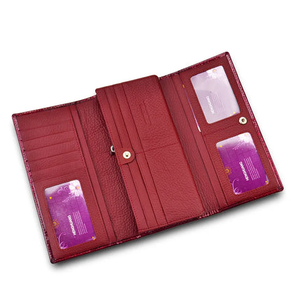 Alligator Pattern Genuine Leather Long Wallet for Women
