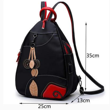 Waterproof Nylon Backpack for Women – Boho Crossbody Travel Bag