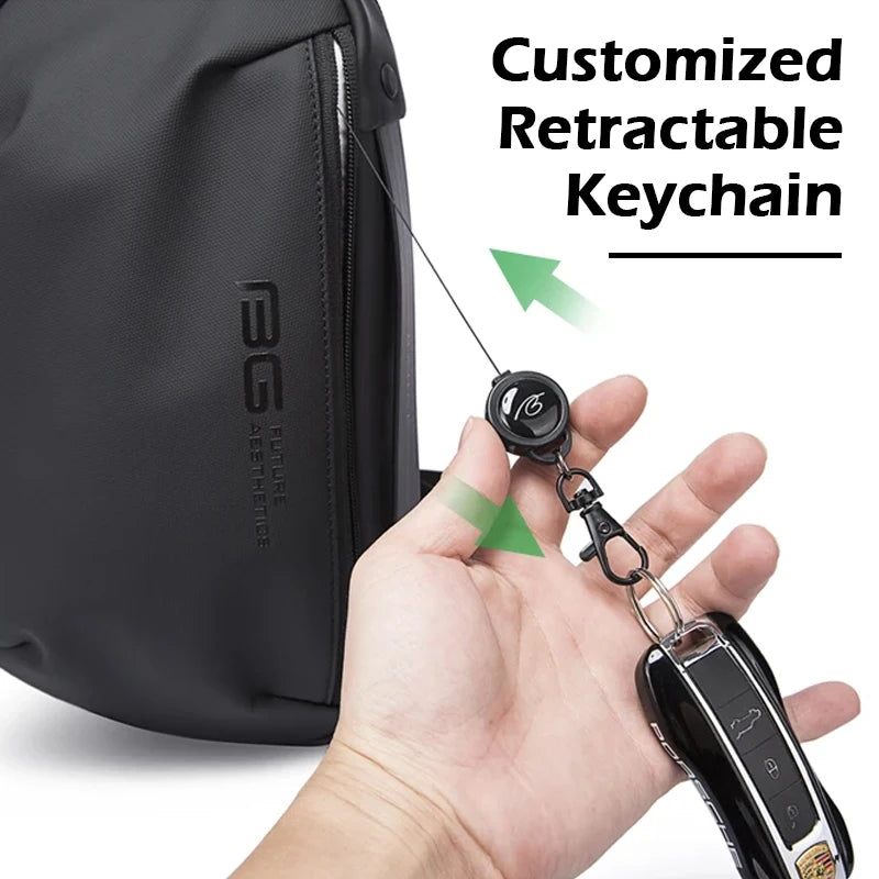 Waterproof Sling Chest Bag for Men with USB Charging Port