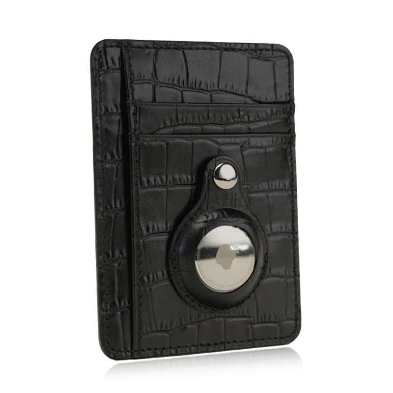 Croco Leather AirTag Card Holder Wallet – Custom Name