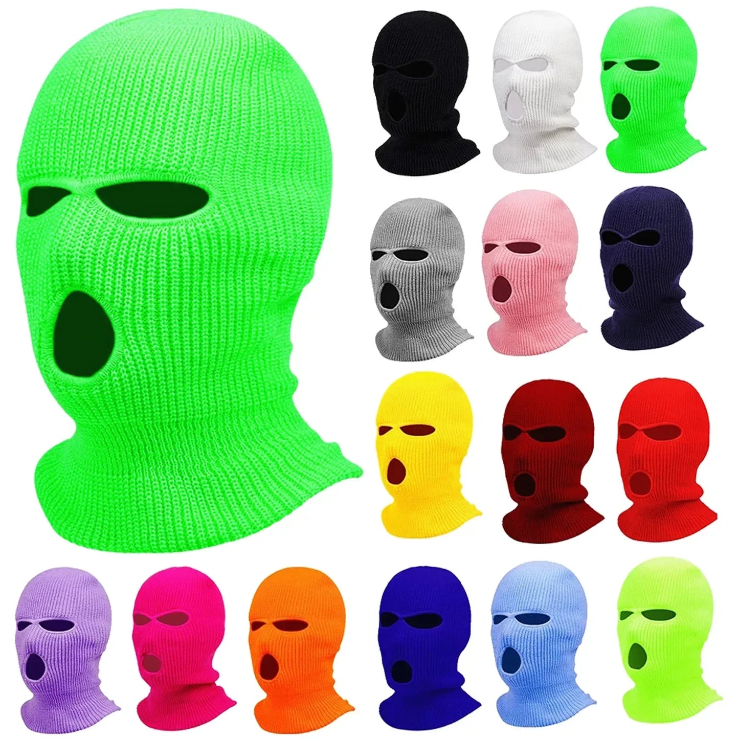 Winter Motorcycle Windproof Full Face Knit Hats Ski Mask Men Warm Wool Balaclava Embroidery Knitted