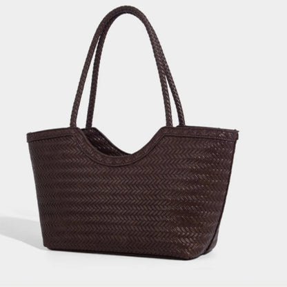 Woven Leather Tote Bag – Large Capacity Women's Shoulder Bag