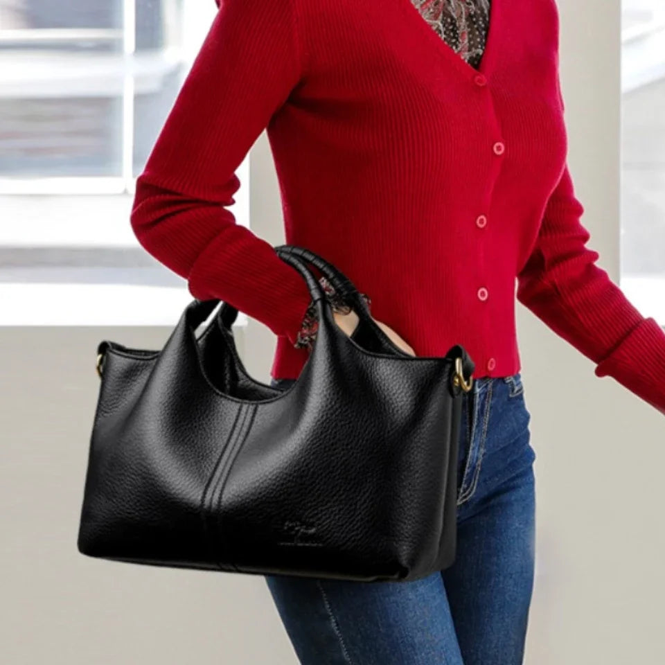 Soft Leather Tote Handbag – Women's Luxury Shoulder & Crossbody Bag