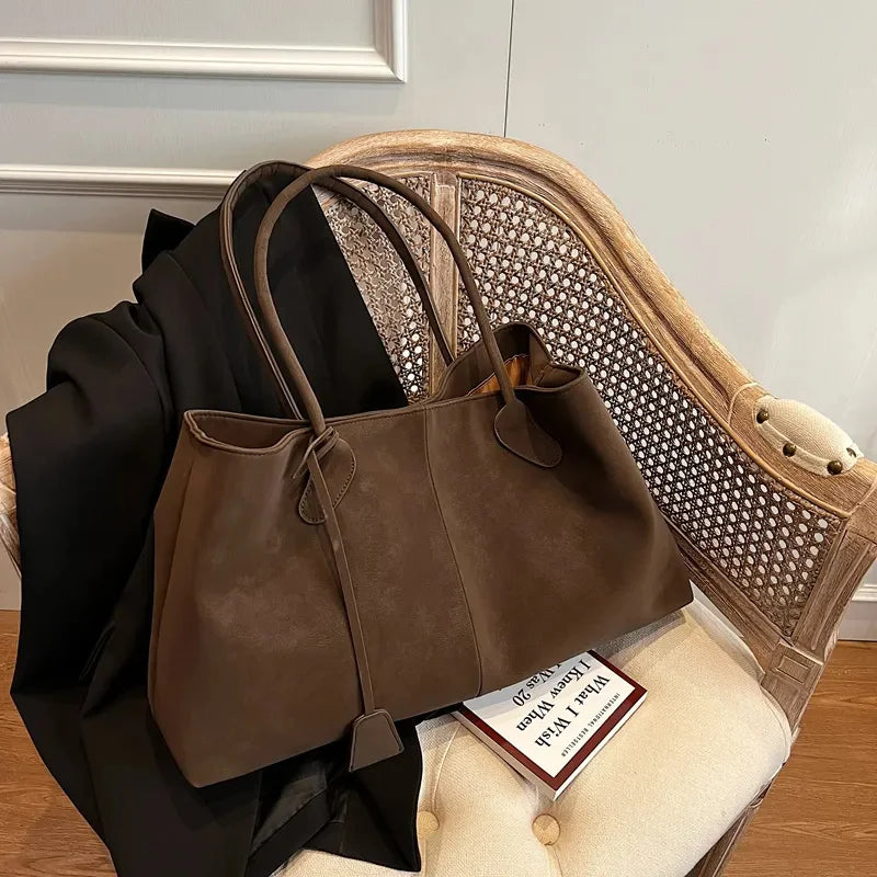 Suede Tote Bag – Large Capacity Korean Style Shoulder Handbag