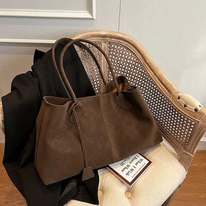 Suede Tote Bag – Large Capacity Korean Style Shoulder Handbag