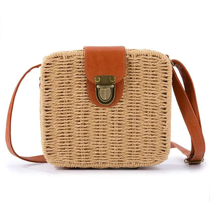 Rattan Straw Crossbody Bag – Handmade Woven Women's Purse