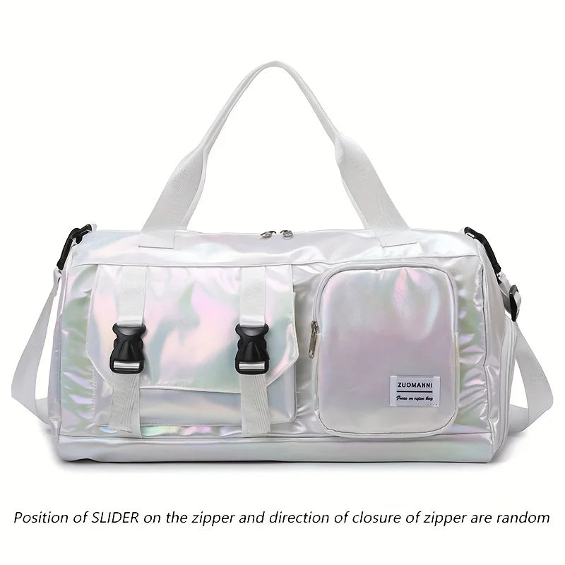 Women's Large Capacity Nylon Travel Duffel Bag with Shoe Compartment