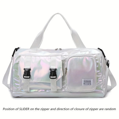 Women's Large Capacity Nylon Travel Duffel Bag with Shoe Compartment