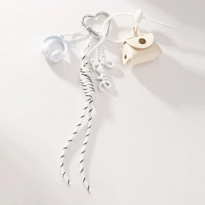 Cute Charm Keychain Set – Heart Clasp, Tassel & Pendant