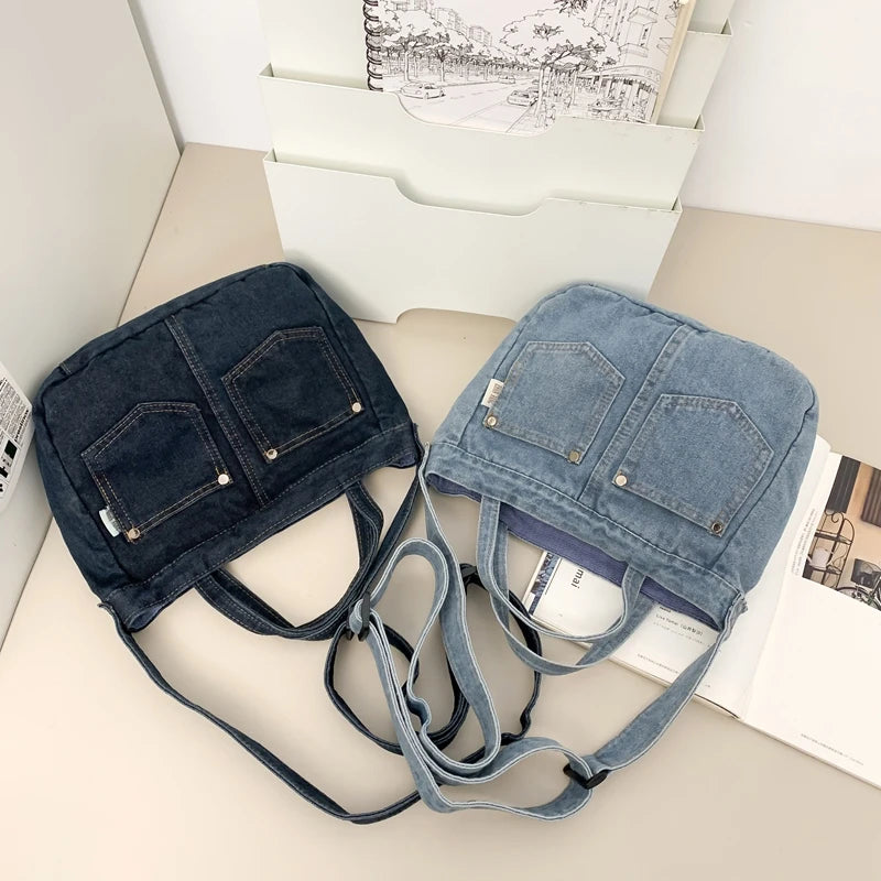 Women's Denim Crossbody Shoulder Bag – Casual Everyday Handbag