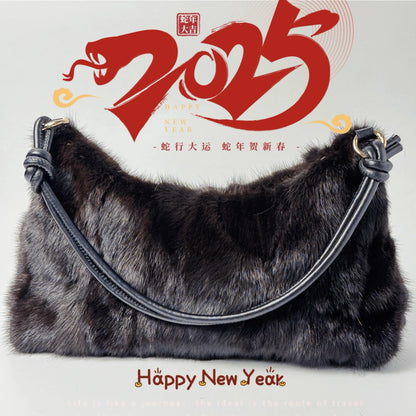 Real Fur Shoulder Bag Women Mink Hair Designer Luxury Handbag Trend Casual Elegant Female Bags