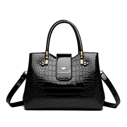 Patent Leather Crocodile Tote Handbag for Women