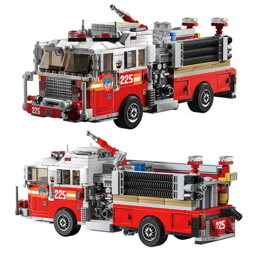 Fire Truck Building Blocks Set – City Rescue Vehicle MOC Model