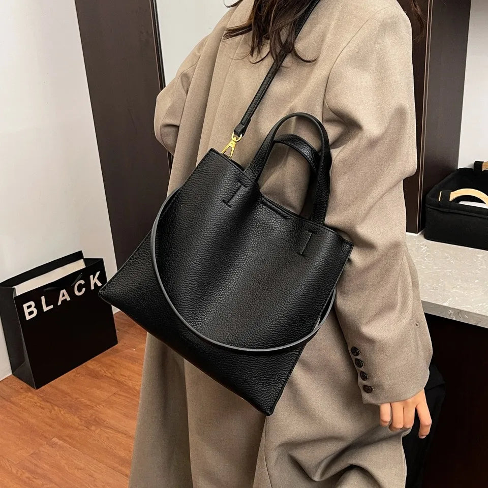 Pebbled Leather Tote Bag – Convertible Crossbody & Shoulder Bag