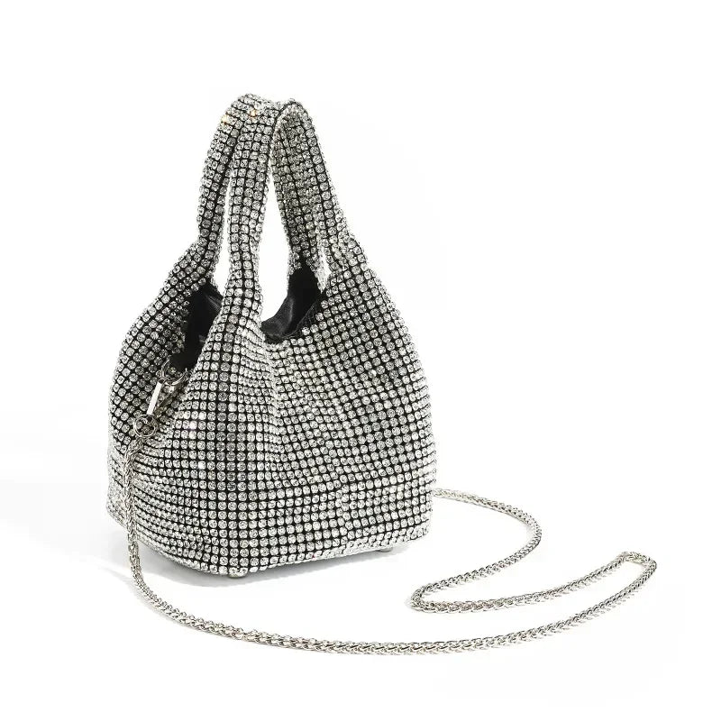 Rhinestone Crystal Bucket Bag – Luxury Sparkle Handbag