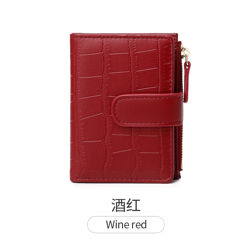 Animal Print Small Bifold Wallet for Women with Zipper