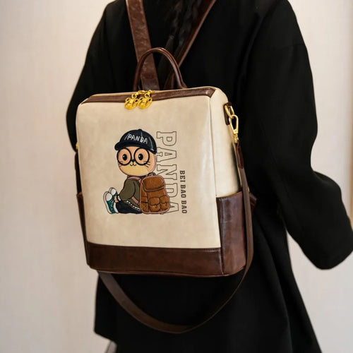 3-in-1 Women's Backpack – Cute Cartoon Collegiate Style Shoulder Bag