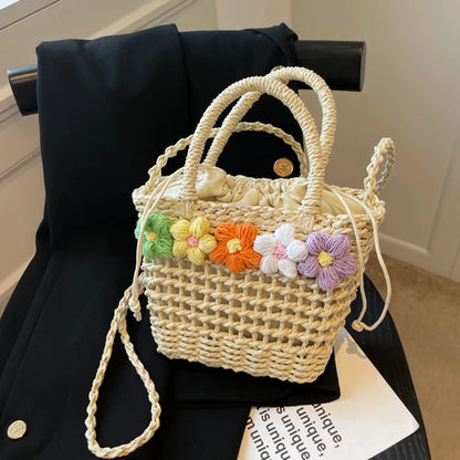 Straw Woven Shoulder Bag – Women's Summer Flower Handbag