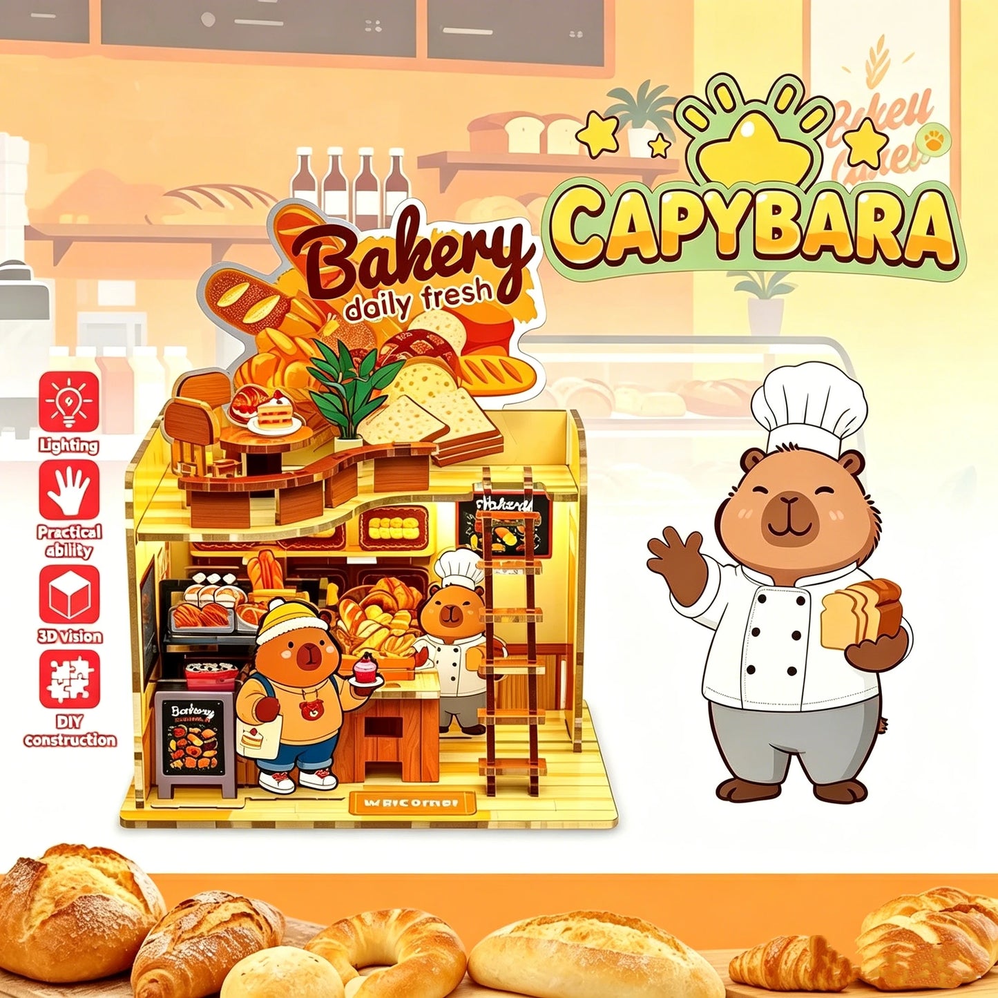 Capybara Fruit Shop DIY 3D Miniature Dollhouse Kit with LED Light