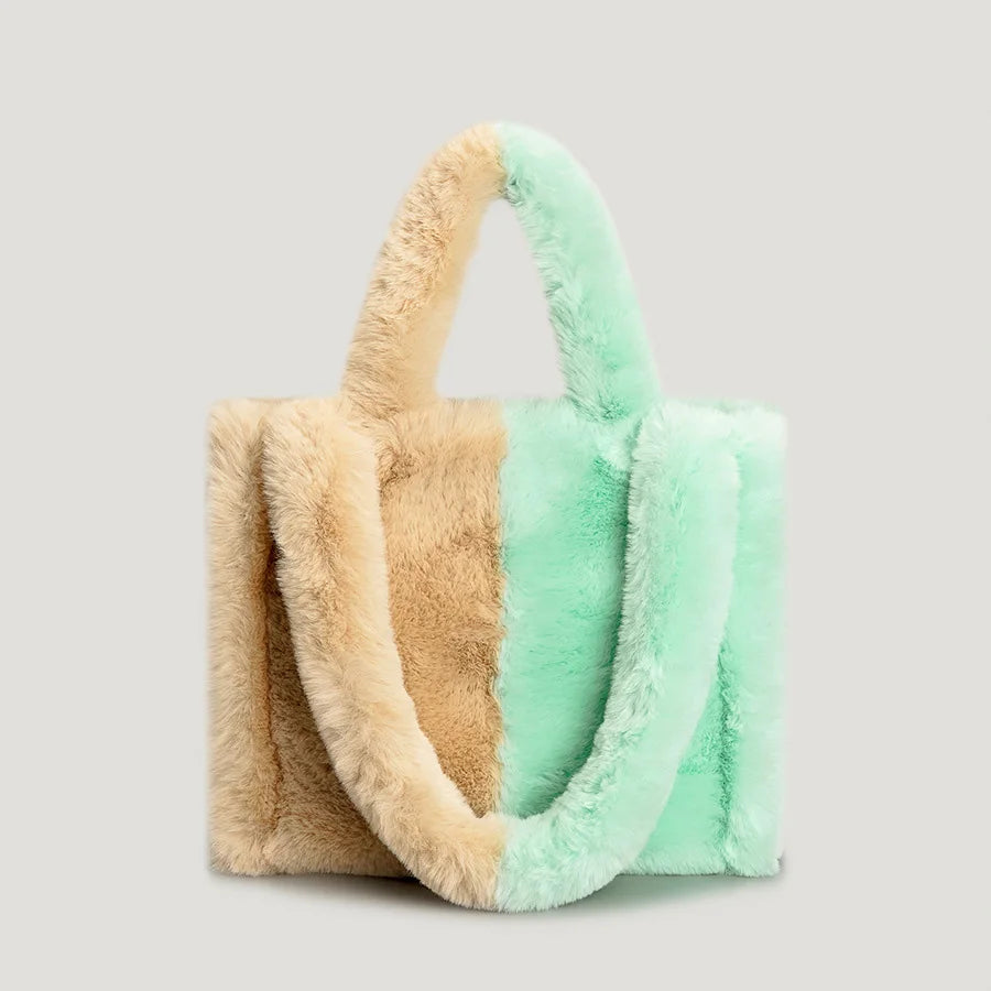 Large Tote Bag Luxury Faux Fur Women Handbags Designer Lady Hand Bags Fluffy Soft Plush Shopper Warm