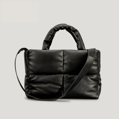Leather Padded Tote Bag Women Designer Quilted Handbags Luxury Soft Pu Shoulder Bags Down Cotton