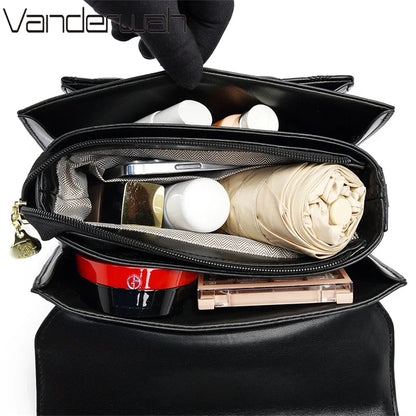 Quilted Crossbody Bag for Women – 3-Layer Leather Handbag