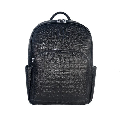 Crocodile Embossed Genuine Leather Men's Backpack – Large