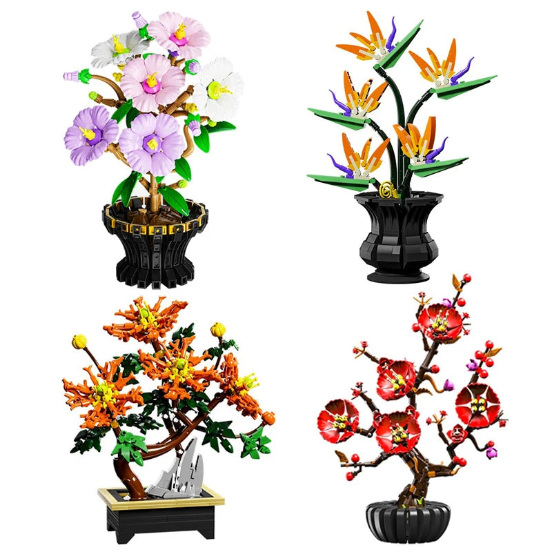 Botanical Flower Building Blocks Set – DIY Potted Plant Model