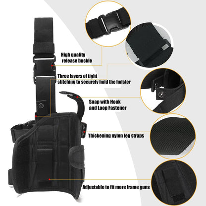 Drop Leg Holster – Tactical Thigh Pistol Holster with Magazine Pouch