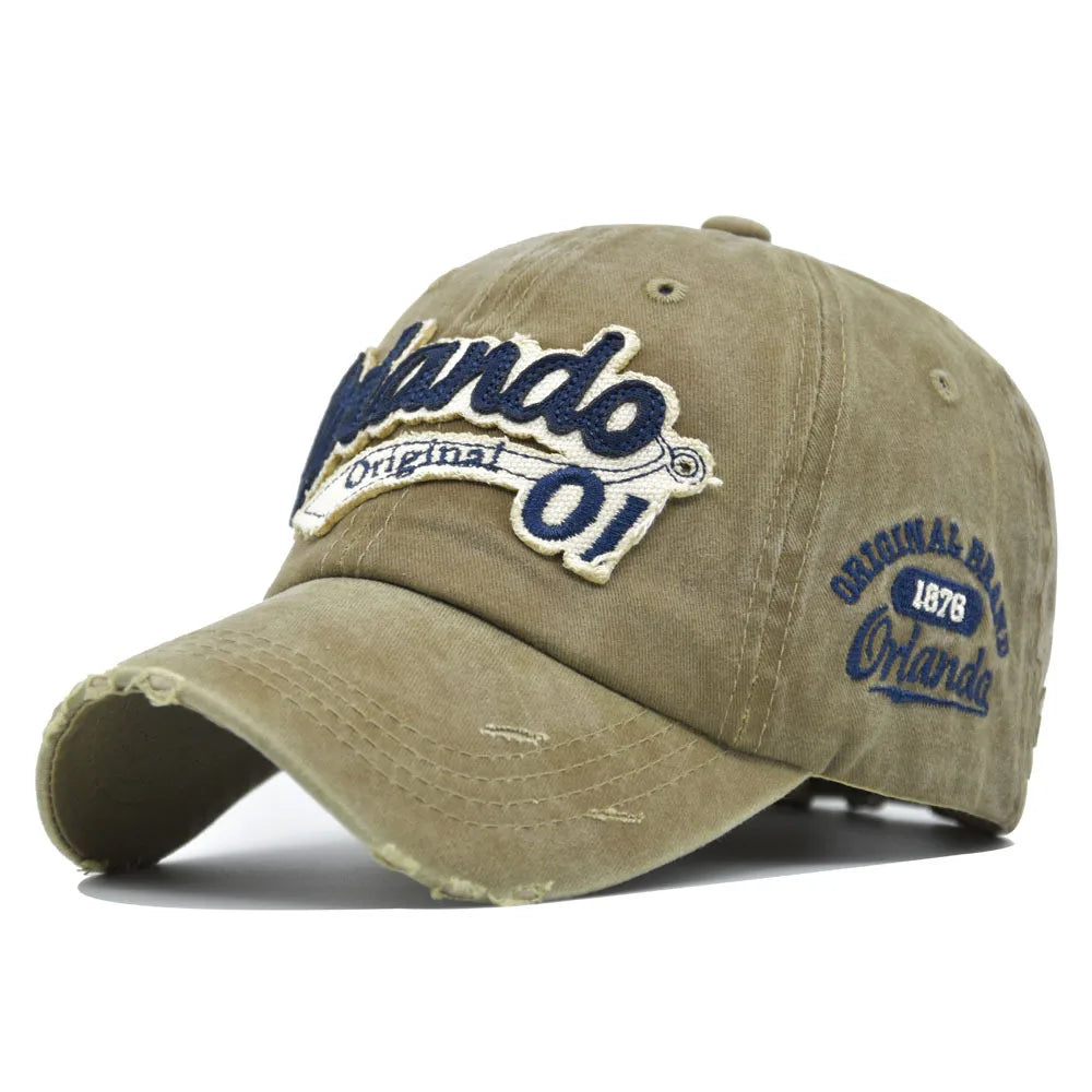 Orlando Embroidered Vintage Washed Cotton Baseball Cap