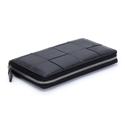 Genuine Leather Women's Long Wallet – Woven Clutch Purse