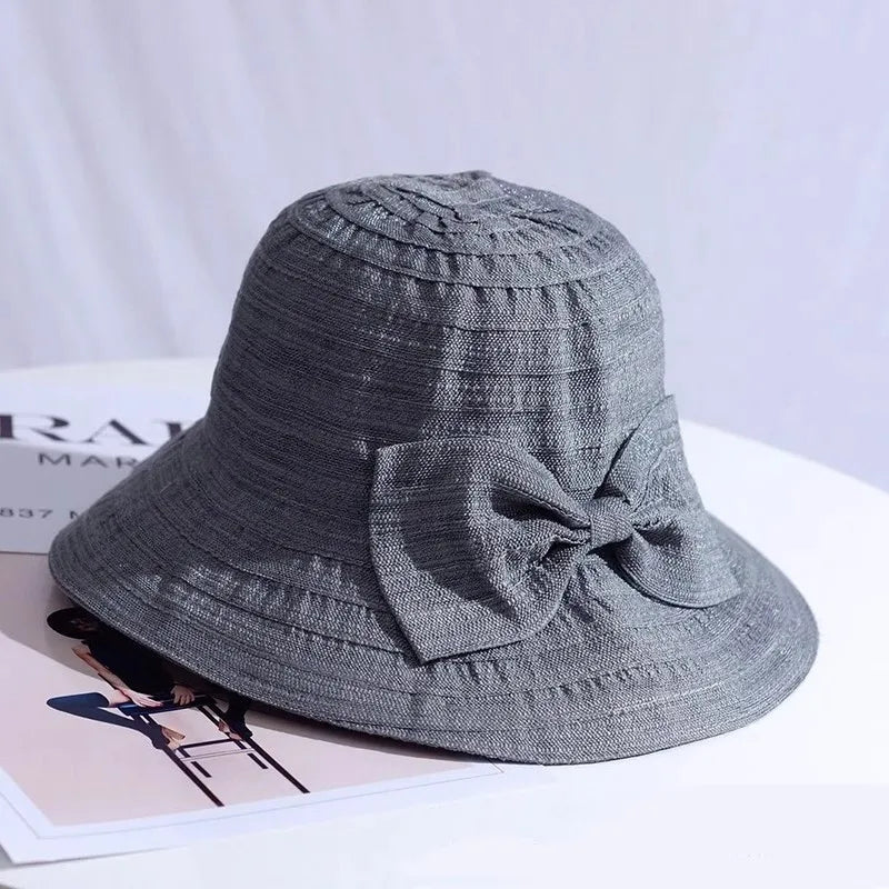 Women's Wide Brim Sun Hat with Bow – Foldable UV Protection