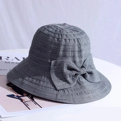 Women's Wide Brim Sun Hat with Bow – Foldable UV Protection