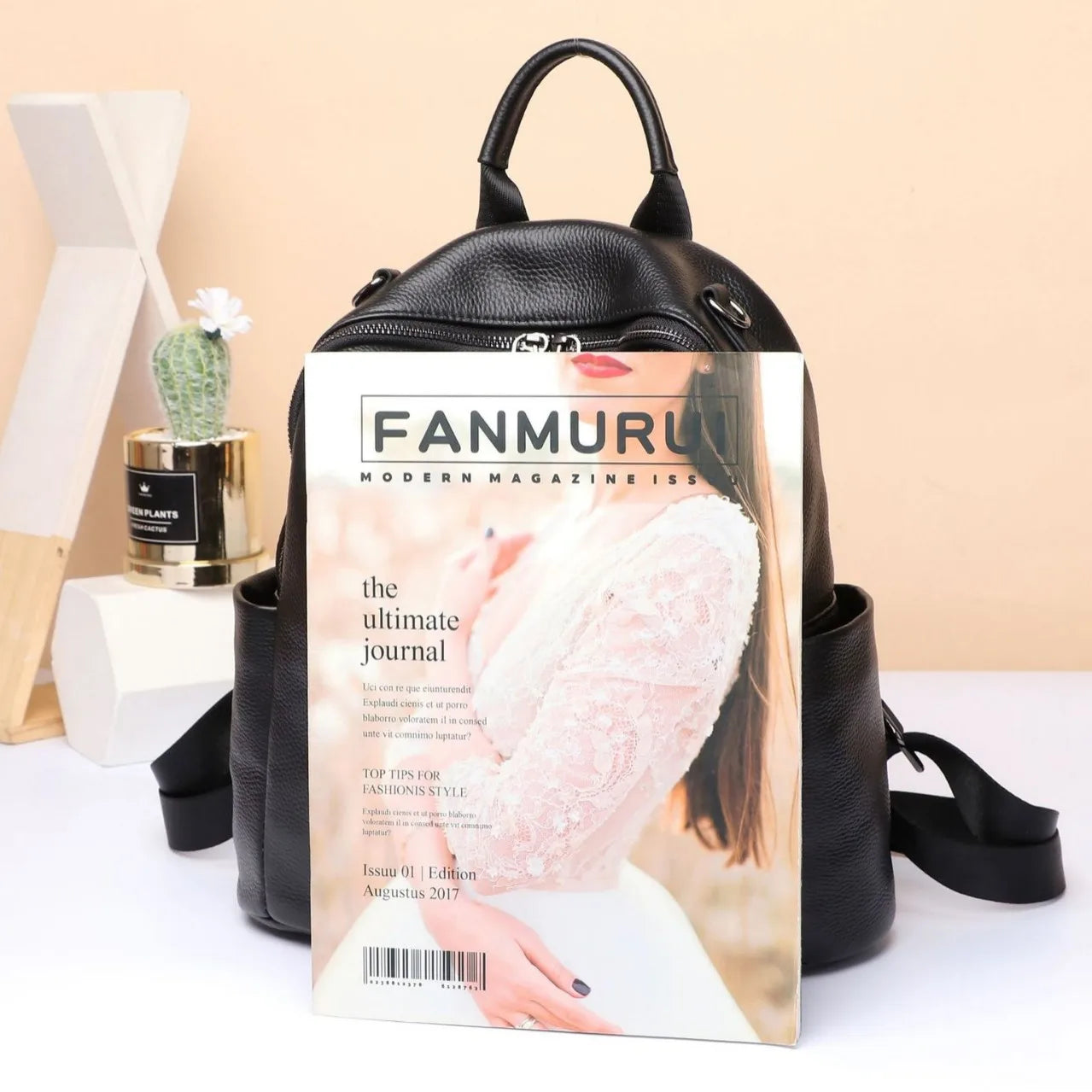 Genuine Leather Backpack for Women – Casual Cowhide Daypack