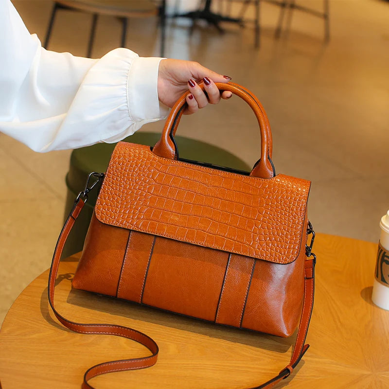 Cowhide Leather Crossbody Handbag for Women – Luxury Shoulder Bag