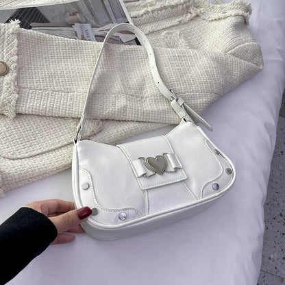 PU Leather Bow Shoulder Bag – Trendy Underarm Handbag for Women
