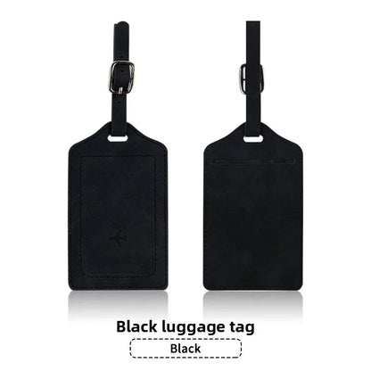 Leather Luggage Tag with Card Slot – Travel Baggage Label for Men & Women