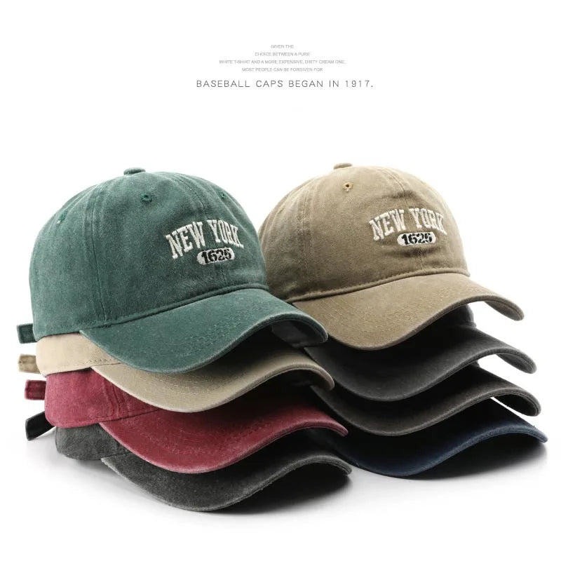New York 1625 Vintage Washed Baseball Cap – Unisex Retro Snapback Hat