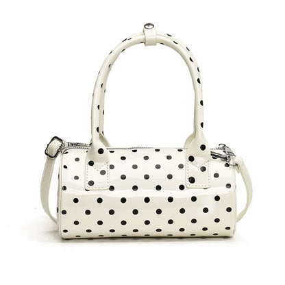 Crossbody Bag Women Barrel Shape Mini Top Handle Purse Pu Leather Polka Dot Cute Handbag Adjustable