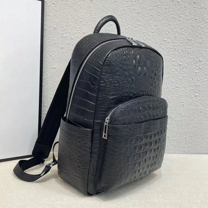Crocodile Embossed Genuine Leather Men's Backpack – Large