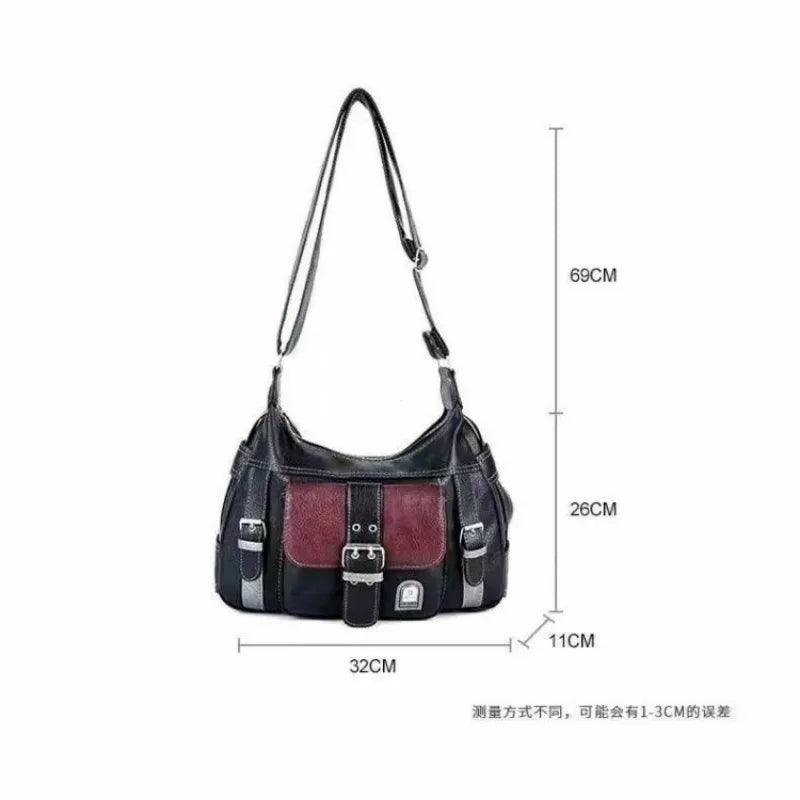 Y2K Vintage PU Leather Crossbody Bag – Large Hip Hop Messenger Handbag