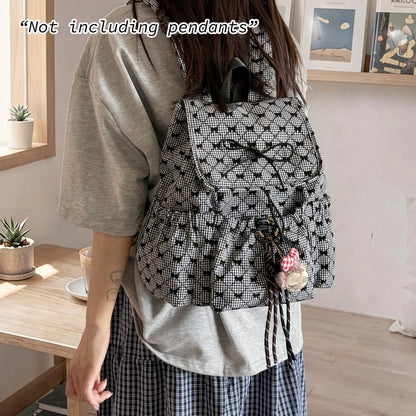 Bow Print Backpack – Japanese Style Large Capacity Casual Bag