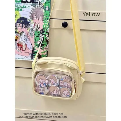 Ita Bag Mini Crossbody – Harajuku Nylon Shoulder Bag with Clear Window for Pins & Badges