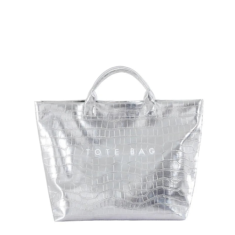 Crocodile Embossed Tote Bag – Large Capacity Luxury Hobo Handbag for Women